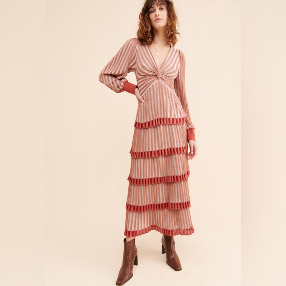 Cecilia Prado deep v tiered maxi dress